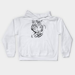 black white tiger head art Kids Hoodie